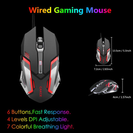 RGB Gaming Keyboard and Colorful Mouse Combo,USB Wired LED Backlight Gaming Mouse and Keyboard for Laptop PC Computer Gaming and Work,Letter Glow,Mechanical Feeling