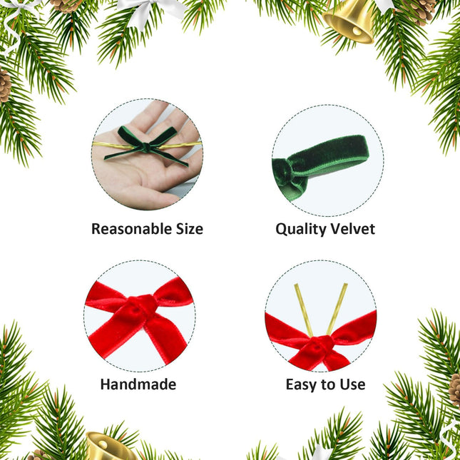 120 Pcs Velvet Christmas Tree Bow Door Decoration, Handmade Velvet Bow, Floral Wreath Decoration, Vintage Floral Wreath Bow Used for Christmas Tree Decoration