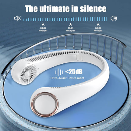 Neck Fan Portable Rechargeable, Personal Cooling Wearable Fan, HandsFree Bladeless Fan, 78 Air Outlets, Low Noise, 3Speed Adjust