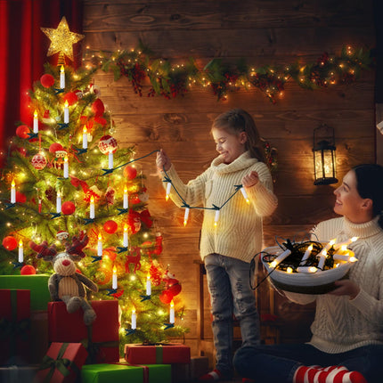 Christmas Tree Flameless Candles Lights, 20PCS LED Flickering Lights Battery Operated with Remote Clips, 8-Mode Remote Control,Clip on LED Candle Lights Outdoor Waterproof for Christmas Trees