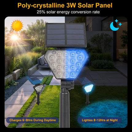 T-SUN Blue Spot Lights Outdoor, 6 Pack Blue Solar Spot Lights Blue Solar Lights IP65 Waterproof Landscape Lights Auto On/Off for Garden Yard Lawn Pathway