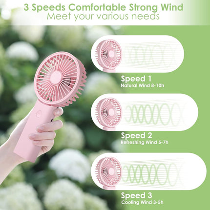 Handheld Fan, 3 In 1 Portable Fan,90°Foldable Desk Fan, Neck Fan, Hand Fan, 3 Adjustable Speeds Usb Rechargeable Personal Pocket