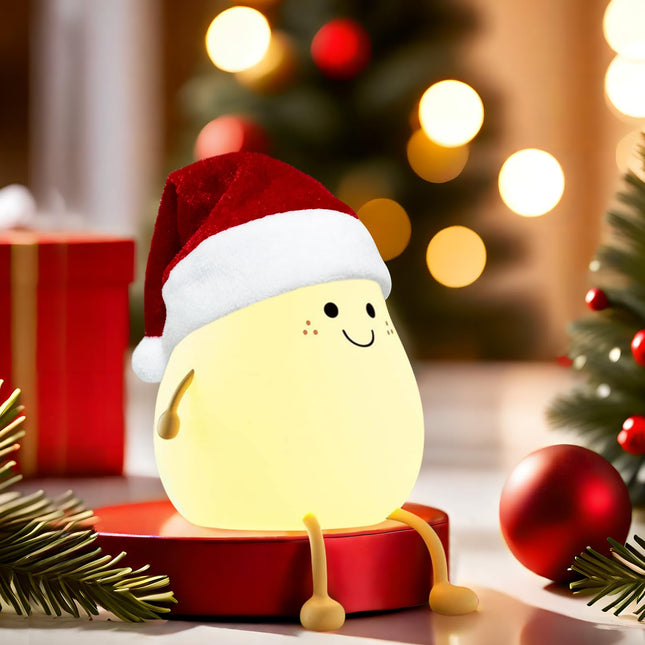 Cute Fruit Pear Night Light Rechargeable with 7 Color Changing and Timer, Kids Pear Night Light for Toddler Baby Christmas s, Touch Portable LED Silicone Lamp for Nursery