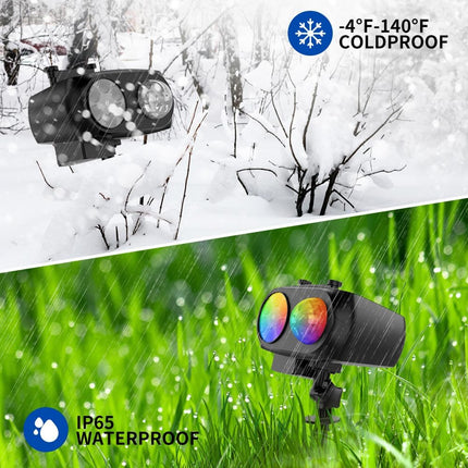 Projector Lights Outdoor, HD Effect 2-in-1 LED Outdoor Projectors with Remote Control Timer, 3D Ocean Wave & 8 Patterns Waterproof Lanscape Lights for Indoor Valentine Xmas Halloween Holiday Party