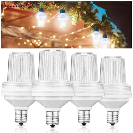 4 Pcs 120v Strobe C9 Christmas Lights Bulbs Outdoor Waterproof C9 LED Replacement Bulbs E17 Base 6000k Bright Flashing Strobe Light for Indoor Outdoor Yard Xmas Tree Decor(White)