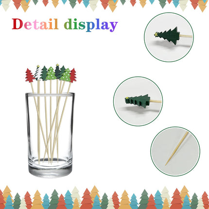 200Pcs Christmas Trees Cocktail Picks,Christmas Trees Shape Fruit Toothpick,Party Toothpicks for Appetizers Cocktail Decorations for Party Supplies