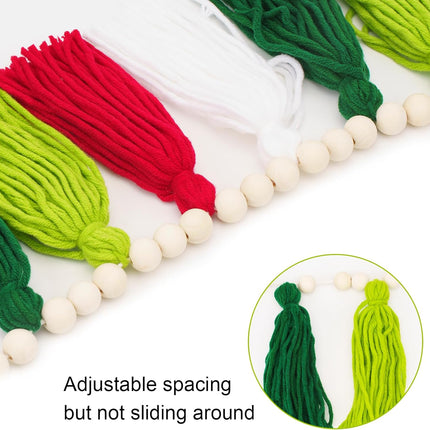 joycraft Tassel Garland Banner with Pom Pom Garlands, 3.6Ft Christmas Home Decor Tassels Garland, Tassel Banner with Wood Beads, Wall Hanging Tassel Garland Decor for Back to School, Home, Christmas