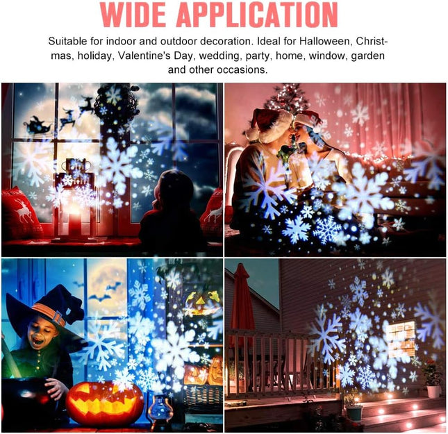 Christmas Snowflake Projector Lights,Outdoor Christmas Snowfall Light,Holiday Lights Projector,Waterproof White Snow Landscape Decorative Lighting for Halloween Xmas Wedding Party