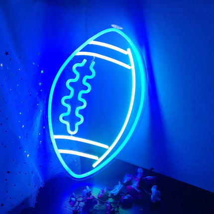 Ajoyferris Blue Neon Signs Football Shape Neon Signs for Wall Decor Neon Lights Neon Lights Signs Neon Led Sign Light Up Sign Neon Signs for Bedroom Kids Rugby Game Room College Party Christmas s