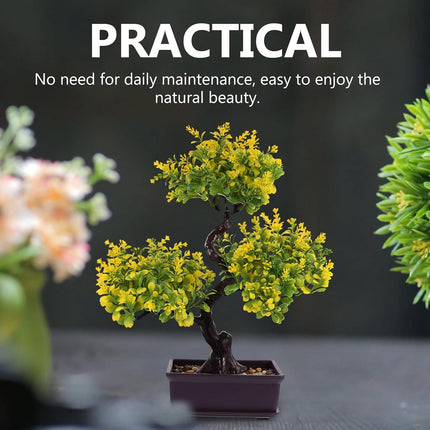 Cabilock Bonsai Tree, Artificial Tree, Artificial Bonsai Plants, Plastic Artificial Bonsai Tree, Simulation Yellow Plants Decor, Fake Plant Decor for Home Decor, Office Decor