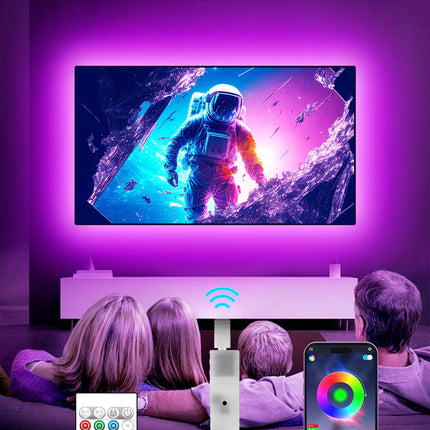 GIPOYENT TV Light Strip, Music Sync LED TV Backlights, for 32-50 Inch TV, LED TV Light with Bluetooth Function - RGB Color Changing Light Strip for Home Theater (9.8ft)