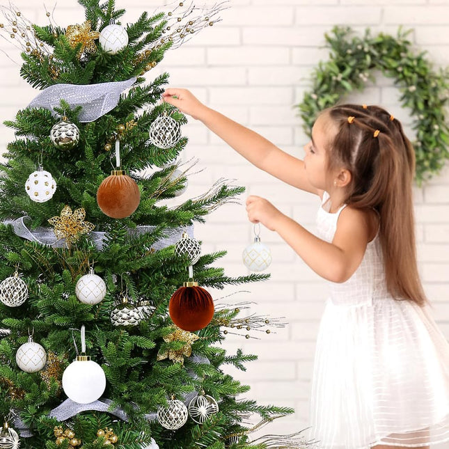 SUPREME XMAS Christmas Ornaments Set, 30pcs 2.36'' White and Gold Christmas Balls Ornaments for Christmas Tree Decorations Shatterproof Hanging Baubles for Thanksgiving Xmas Holiday Party Home Decor