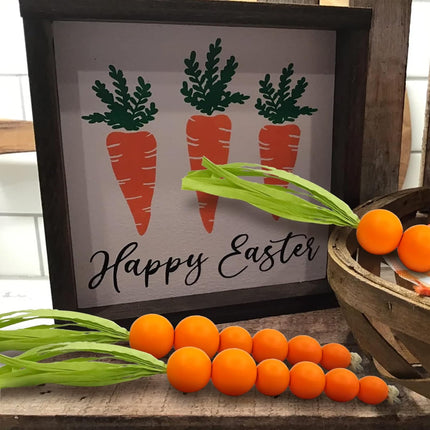 Beaded Carrot Spring Wood Tiered Tray Decorations Easter Beaded Garland Farmhouse Home Decors, 3 PCS