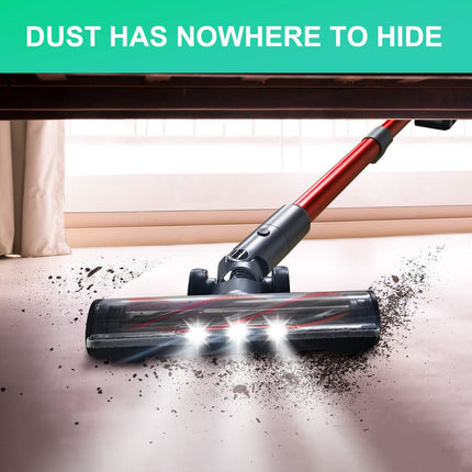 Cordless Stick Vacuum Cleaner, 55 Minutes Runtime, 450W Motor, Led Touch Display, Dust Sensor Technology, Adjustable 7 Power Modes For Hardwood Floors, Carpet, Pet Haire21 Pro, Red