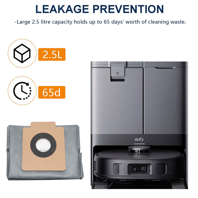 10Pcs Vacuum Bag Kit,Combatible With Eufy Clean X8 Prox10 Pro Omni Robot Vacuum,3L Large Dust Bags, Four Layer Construction To Prevent Tearing