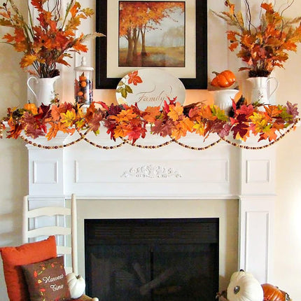 Artiflr 2 Pack Fall Maple Garland Clearance, 5.9Feet/Strand Hanging Vine Maple Leaf Garland Artificial Autumn Foliage Garland Thanksgiving Decor for Home Wedding Fireplace Party Christmas