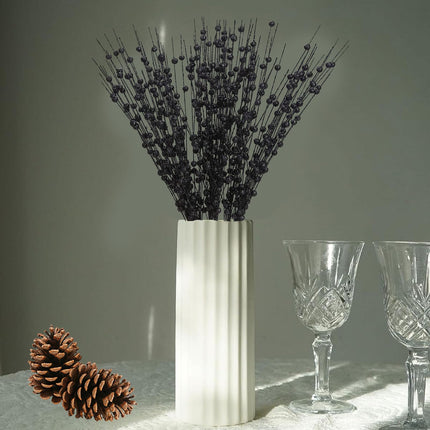 10 Pack Christmas Artificial Glitter Berry Stem, 17 Inches Black Glitter Christmas Decorations, for DIY Christmas Tree Xmas Wreath Vase Filler Home Party Decor