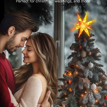 Christmas Tree Topper, 10.5" LED Moravian Star Tree Topper - Hanging Outdoor/Indoor Christmas Tree Topper - Use as Holiday Decoration, Porch Light, Wedding and Christmas Tree Decor