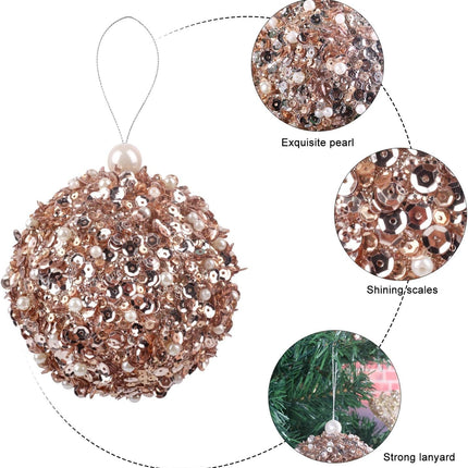 4.25" Christmas Ball Ornaments 4pc Set Shatterproof Christmas Decorations Tree Balls for Xmas Trees Wedding Party Holiday Decorations Tabletop Small Trees Decoration (Champagne)