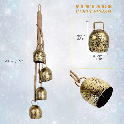 Cow Bell,Bells Ornament ,Christmas Bells for Decoration,Decorative Bells,Metal Tibetan Inspired Meditation Decorative Cow Bell with Jute Hanging Rope