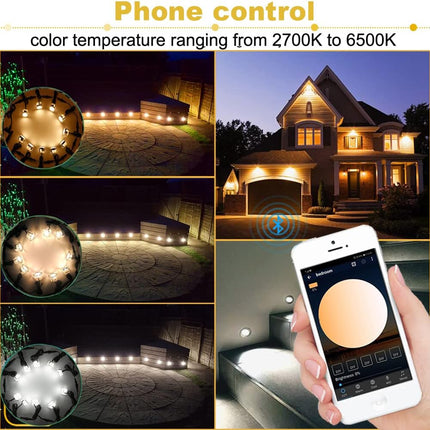 Low Voltage Recessed Led Deck Lights Kit, 16 Pack Ø45Mm Bluetooth App Control, 2700K6500K Dimmable InGround Ip67 Waterproof