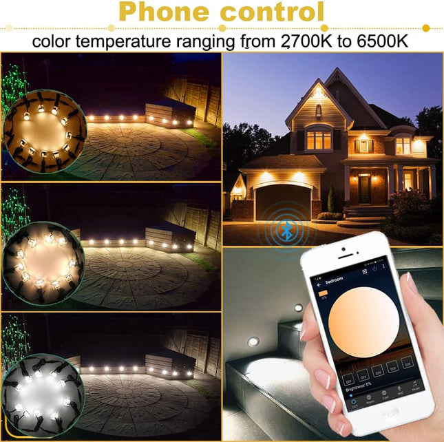 Low Voltage Recessed Led Deck Lights Kit, 16 Pack Ø45Mm Bluetooth App Control, 2700K6500K Dimmable InGround Ip67 Waterproof