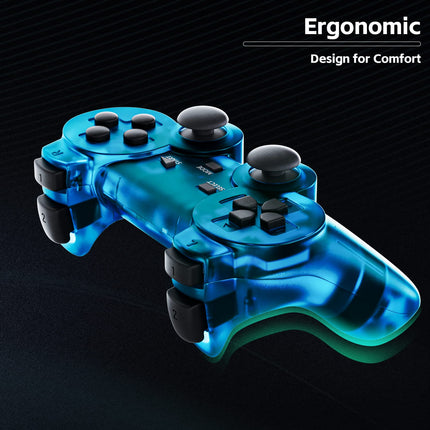 Wireless Controller for PS2 Play station 2 Dual Vibration 2 - ClearBlue and ClearPurple