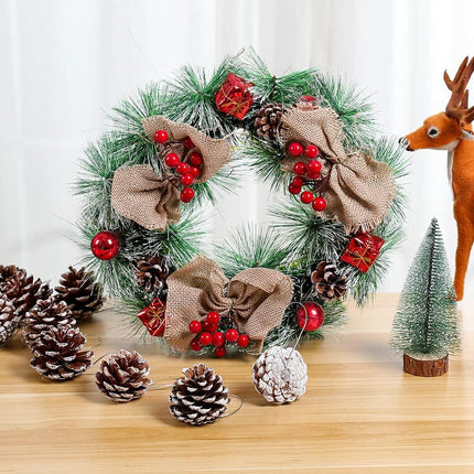 Christmas 30PCS Natural TIMOXMAS Pine Cones 1.5 to 2.5 inch Snow Frosting Pinecones with Hanging String, White Brown Pine Cone Decorations for DIY Crafts Holiday Wreath Garland Party Ornaments