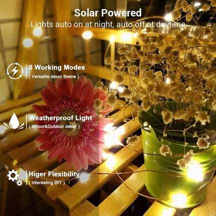 Brizled Solar String Lights, 2 Pack Total 66FT 200 LED Solar Fairy Lights Outdoor, 8 Modes Solar Twinkle Lights, Waterproof Solar Light for Outside Patio Yard Garden Tree Wedding Christmas, Warm White