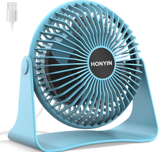 Honyin Small Usb Desk Fan, 3 Speeds Desktop Table Cooling Fan, 360° Rotatable, Strong Wind, Quiet Personal Little Fan Powered