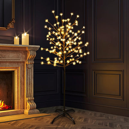 4.5FT Cherry Blossom Tree, 104 LED Warm White Lighted Artificial Tree for Decoration Inside and Outside, Home, Garden, Wedding, Birthday, Christmas Holiday, Party