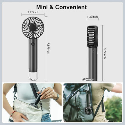 Etsfmoa Portable Handheld Fan With Bracket Buckle,2200 Mah Battery Rechargeable Personal Mini Fan,3 Speeds,Summer Kids Women Men