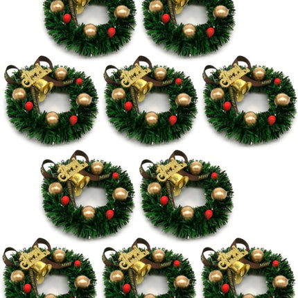 10pcs Mini Wreath Christmas Dollhouse Miniatures Small Wreath Tiny Wreaths for Crafting Windows Christmas Wreath Mini Wreaths for Cabinets Christmas Ornament Wreath Doll House Christmas Decorations