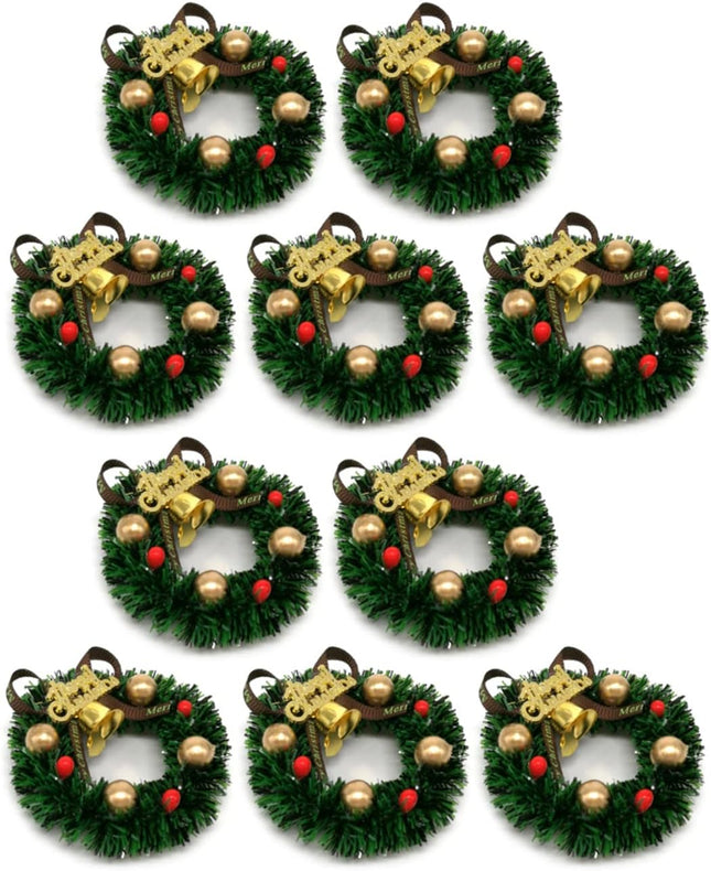 10pcs Mini Wreath Christmas Dollhouse Miniatures Small Wreath Tiny Wreaths for Crafting Windows Christmas Wreath Mini Wreaths for Cabinets Christmas Ornament Wreath Doll House Christmas Decorations