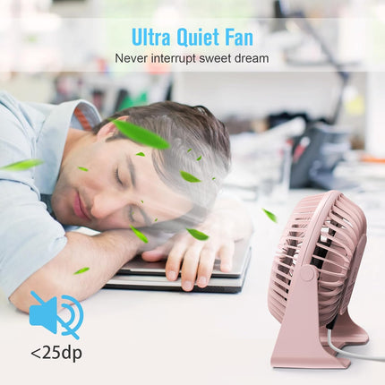 Beskar Usb Small Desk Fan Portable Fans With 3 Speeds Strong Airflow, Quiet Operation And 360°Rotate, Personal Table Fan