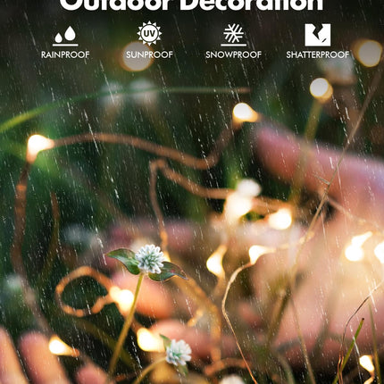 Twinkle Star 2 Pack Solar String Lights Outdoor, Total 80 FT 240 LED Solar Fairy Lights Outside Waterproof 8 Modes, Christmas Tree Light for Patio Garden Party Backyard Wedding Decor Warm White