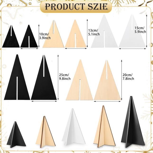 5pcs Christmas Wooden Tree Decor 3D Farmhouse Christmas Tree Tabletop Ornaments Sanding Wooden Xmas Centerpiece for Home Office Indoor Tiered Tray Christmas Decoration