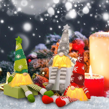 3PCS Christmas Gnomes Plush with Lights, 13 Inch Lighted Christmas Gnomes Decorations, Christmas Gnome Santa, Gnome Plush Doll Ornaments with Legs for Xmas Tree Home Fireplace Table Decorations