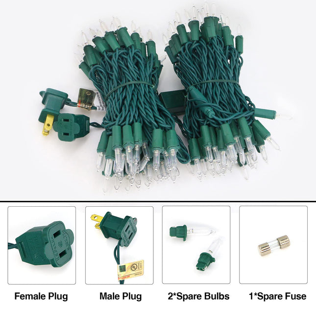 150 LED Cool White Christmas String Lights, 50 FT Green Wire, UL Connectable, Xmas Lights Outdoor or Indoor (Cool White)