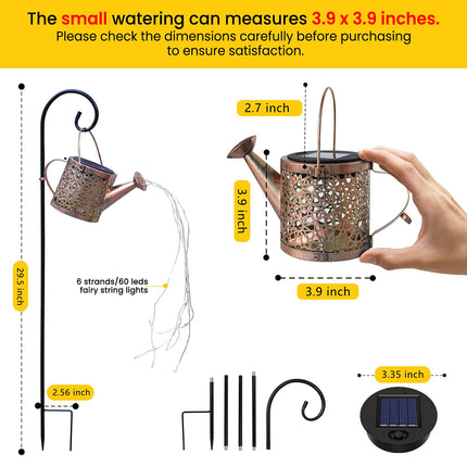 Solar Lights Outdoor Decorative, Metal Solar Watering Can Lights Waterproof, Small Hanging Solar Garden Decor Yard Lights Outside Patio Lawn, s for Mom Grandma Women Birthday(Warm White)