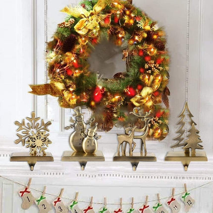 Christmas Stocking Holders for Mantle Christmas Stocking Hangers for Fireplace Anti-Slip Mantel Hanger Hooks for Stocking Hanging Ornament Firepiece Xmas Decor (Bronze Set)