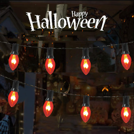 Christmas Decoration Lights - 25FT Flickering Flame String Lights, C7 Clear Flame Christmas Lights with 25 Flame Bulbs for Outdoor Indoor Home Halloween Christmas String Lights, E12 Base, Black Wire