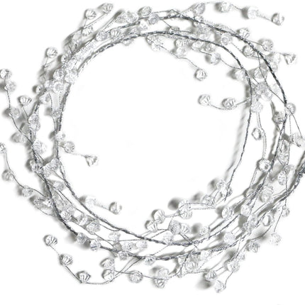 Jishi Christmas Garland 20 FT Crystal Diamond Ice Wire Clear Bead Garland for Christmas Tree Decorations Indoor Winter Wonderland Home Decor for Living Room Bedroom Fireplace Mantle Mantel, Wreath DIY