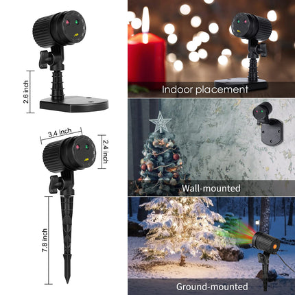 Christmas Lights Laser Projector Outdoor Red and Green Starry Projection Light 3 Working Modes Waterproof Plug in Mountable for Holiday Xmas House Indoor Party Year Decoration Show, Black