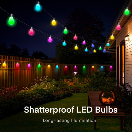 Outdoor String Lights Patio Lights String Lights for Outside Outdoor Lights for Patio Christmas Lights Outdoor Waterproof Shatterproof Dimmable Backyard Lights Outdoor 15 S14 Bulbs (27.5FT +6.5FT)