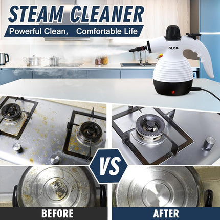 Handheld Steam Cleaner, Steamer For Cleaning, Multipurpose Portable Steam Cleaners For Home Use With Safety Lock And 10 Accessory Kit To Remove Grime, Grease, And More, Save Time And Effort
