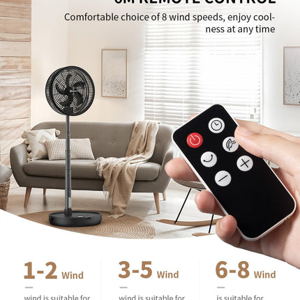 Easyacc 12'' Quiet Fans For Bedroom, Oscillating Standing Fan, 10000Mah Remote Control Foldable Rechargeable Fan For Home