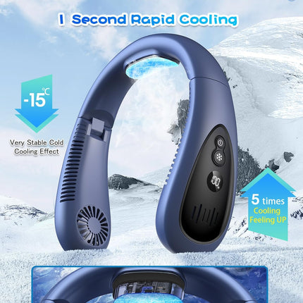 Neck Air Conditioner, 5000Mah Portable Neck Fan With Semiconductor Cooling Airflow Bladeless Usb Neck Fans With 3 Speeds