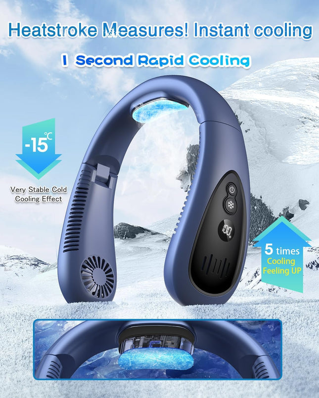 Neck Air Conditioner, 5000Mah Portable Neck Fan With Semiconductor Cooling Airflow Bladeless Usb Neck Fans With 3 Speeds