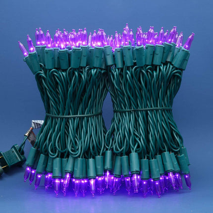 200 Count Purple LED Christmas Lights, 66 ft Green Wire UL Commercial Grade Holiday String Light Set (Purple)